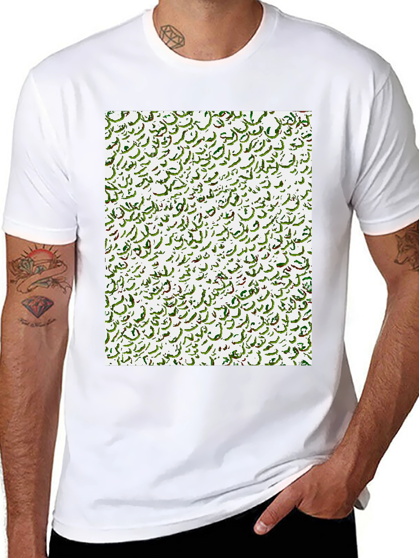 Abstract Calligraphy Print Black T-Shirt