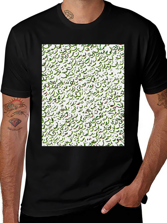Abstract Calligraphy Print Black T-Shirt