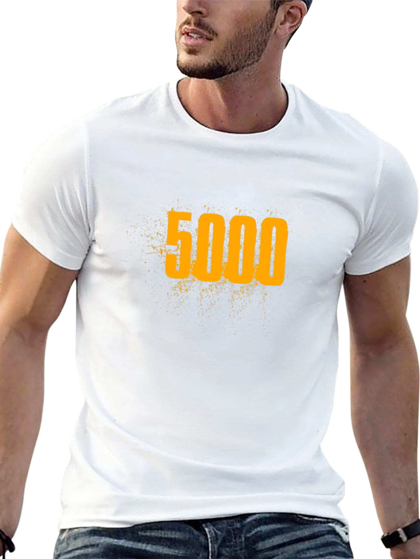 5000 Graphic Tee - Black Cotton Blend T-Shirt