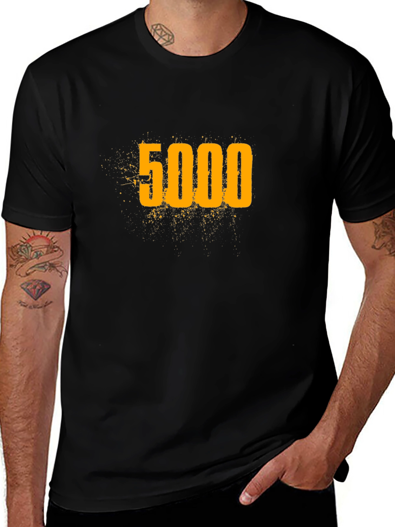 5000 Graphic Tee - Black Cotton Blend T-Shirt