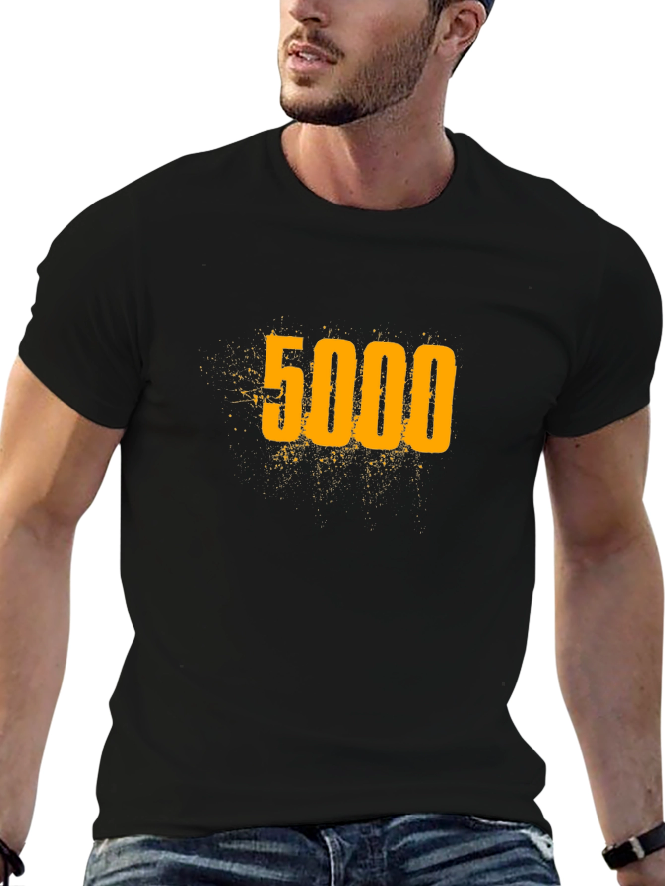 5000 Graphic Tee - Black Cotton Blend T-Shirt