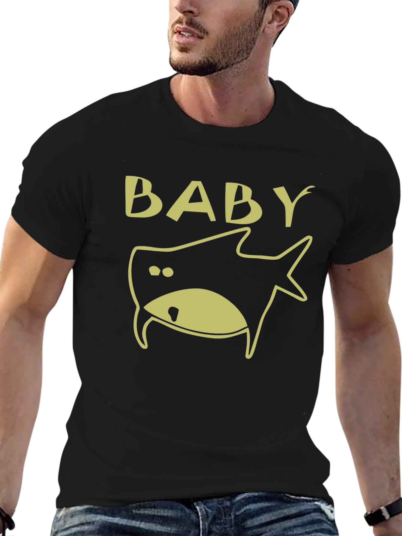 Baby Shark Graphic Tee - Black Cotton T-Shirt