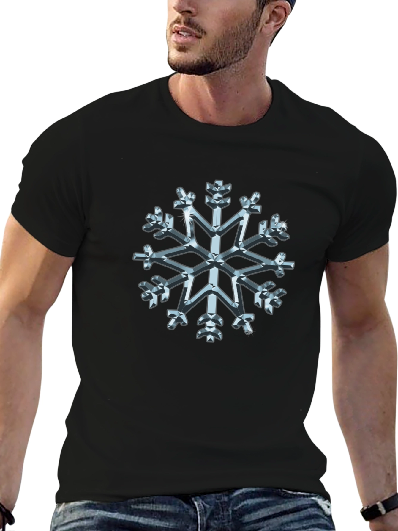 3D Snowflake Graphic Tee - Winter Holiday Style