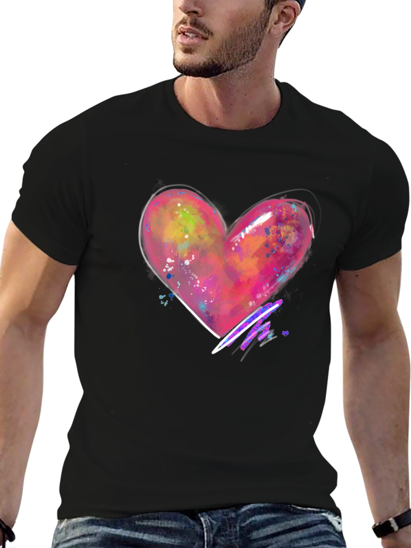 Heart Graphic Black T-Shirt