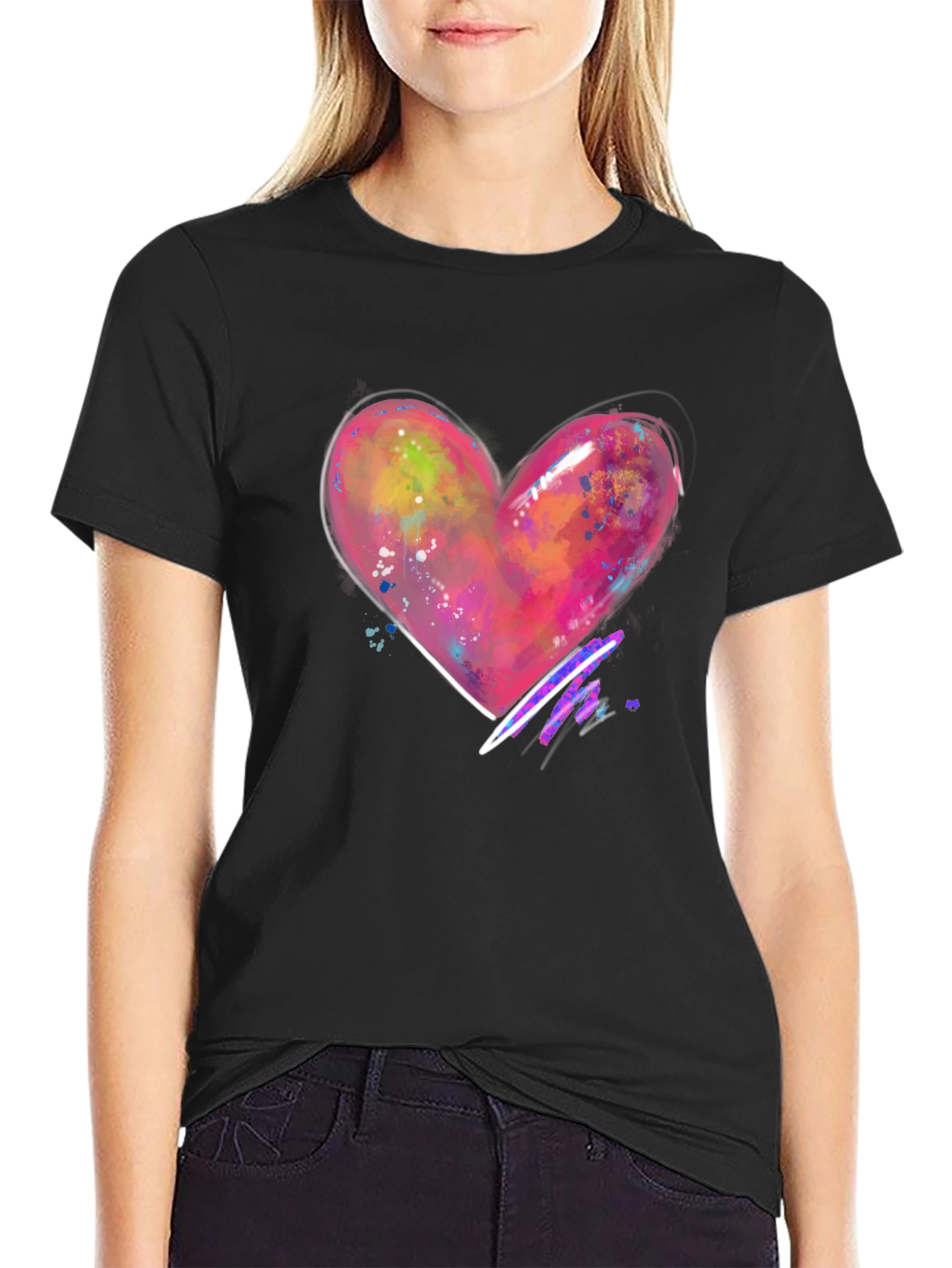 Heart Graphic Black T-Shirt