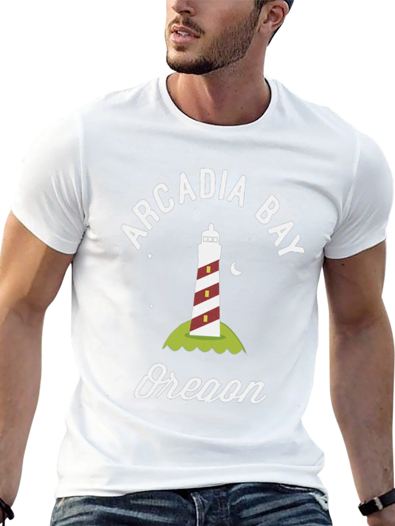 Arcadia Bay Oregon Lighthouse Graphic T-Shirt
