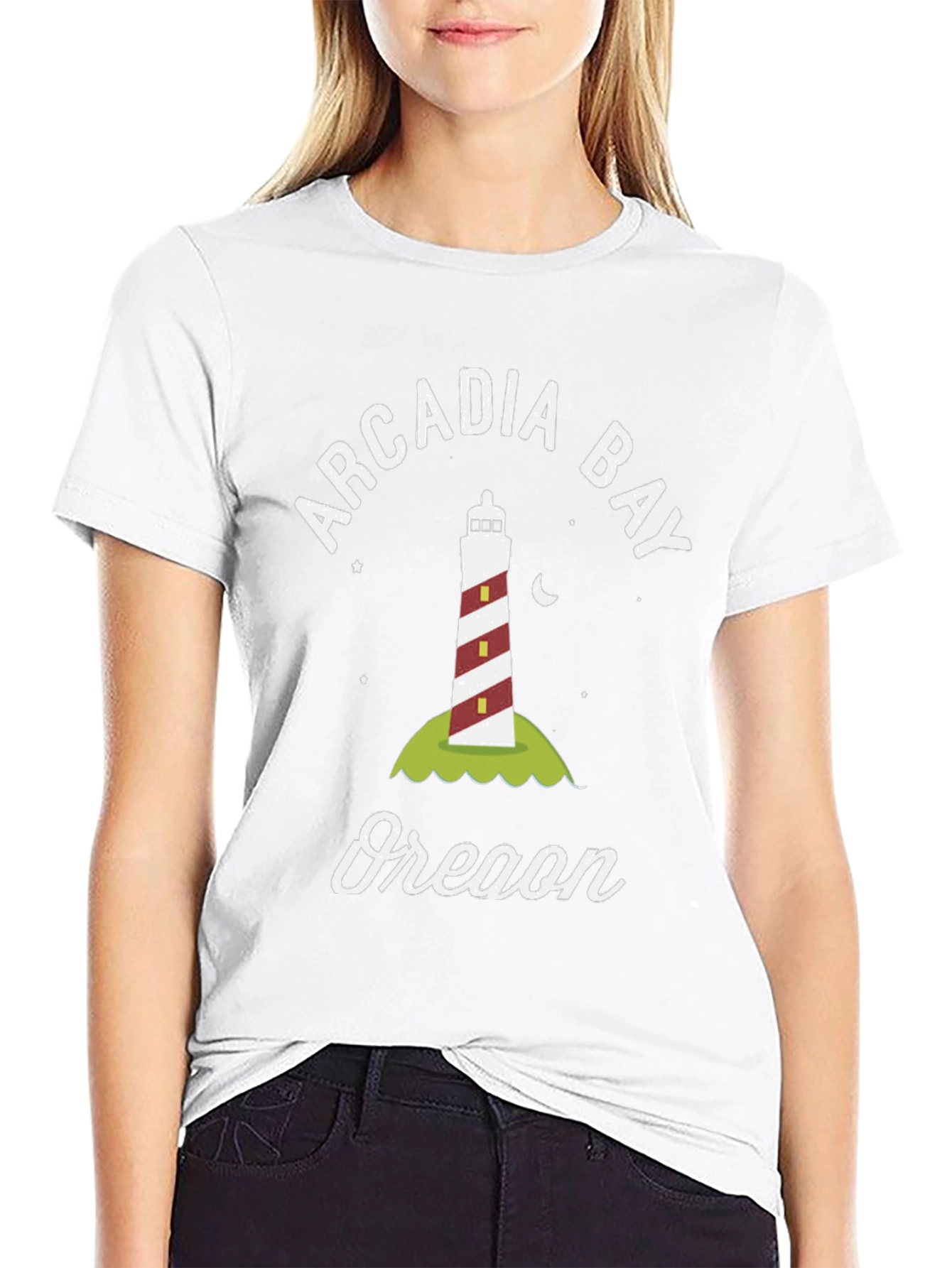Arcadia Bay Oregon Lighthouse Graphic T-Shirt