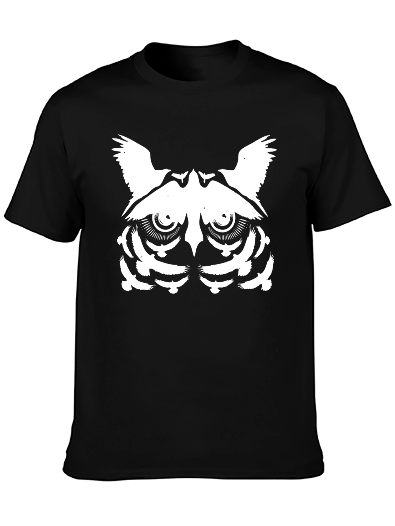 Abstract Owl Graphic T-Shirt - Mens Black Tee