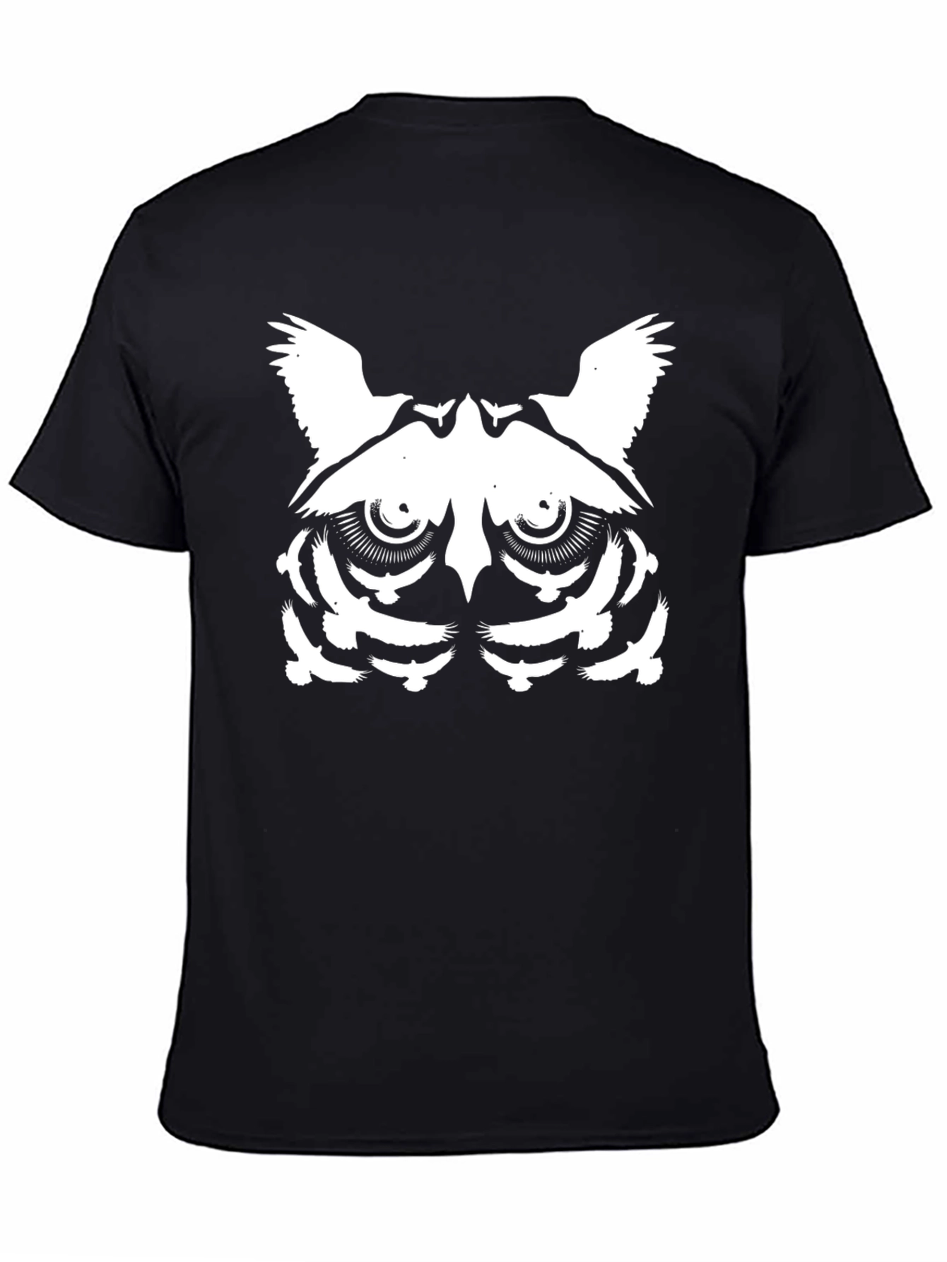 Abstract Owl Graphic T-Shirt - Mens Black Tee