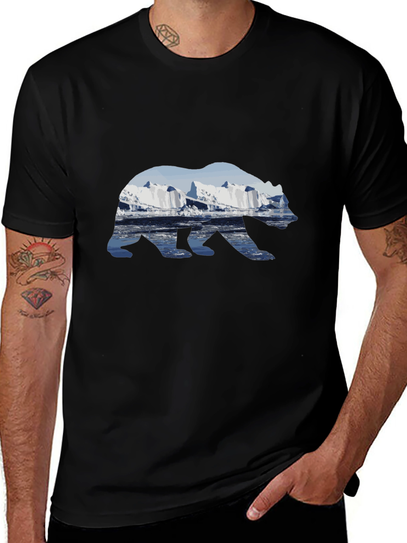 Arctic Bear Graphic T-Shirt - Black