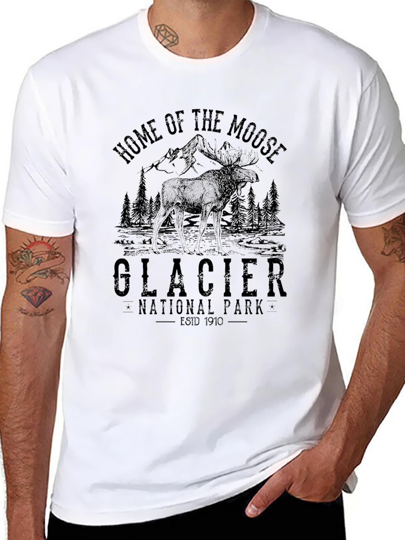 Glacier National Park Moose Graphic T-Shirt
