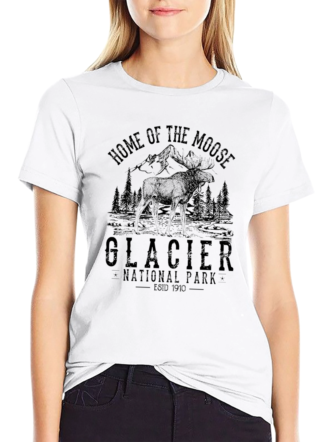 Glacier National Park Moose Graphic T-Shirt
