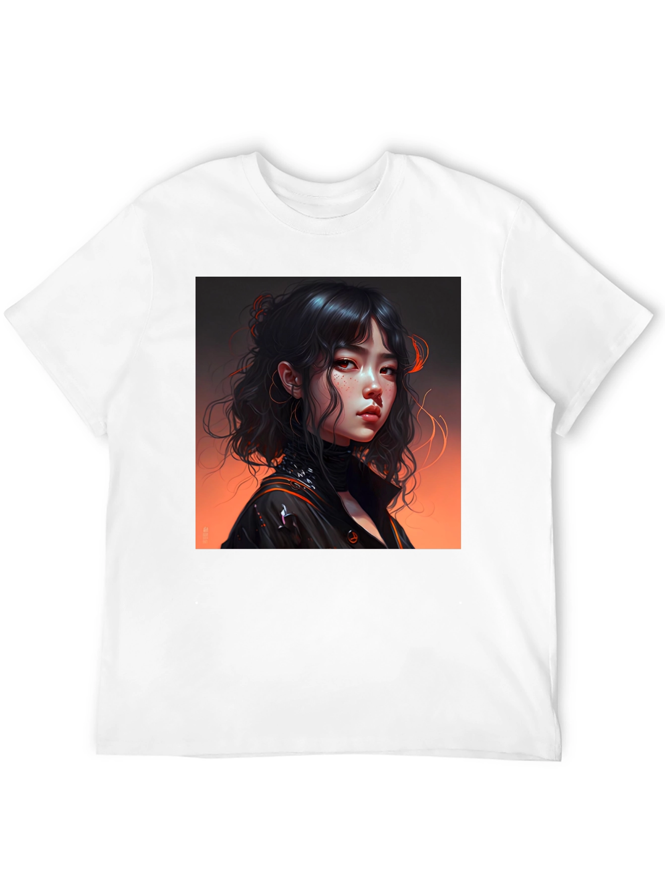 Artistic Anime Girl Graphic Black T-Shirt