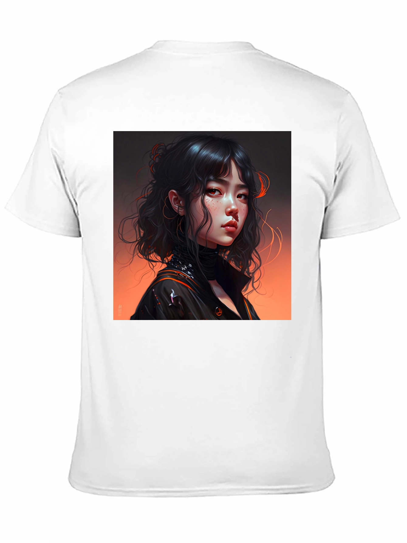 Artistic Anime Girl Graphic Black T-Shirt