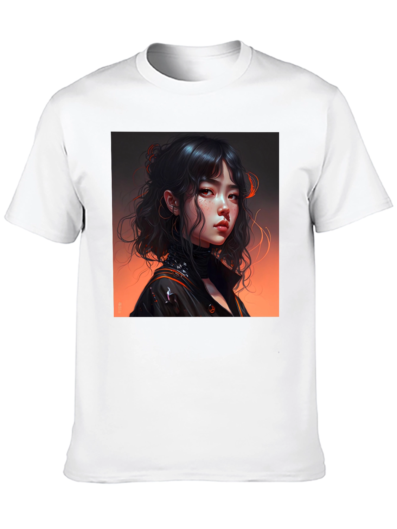Artistic Anime Girl Graphic Black T-Shirt