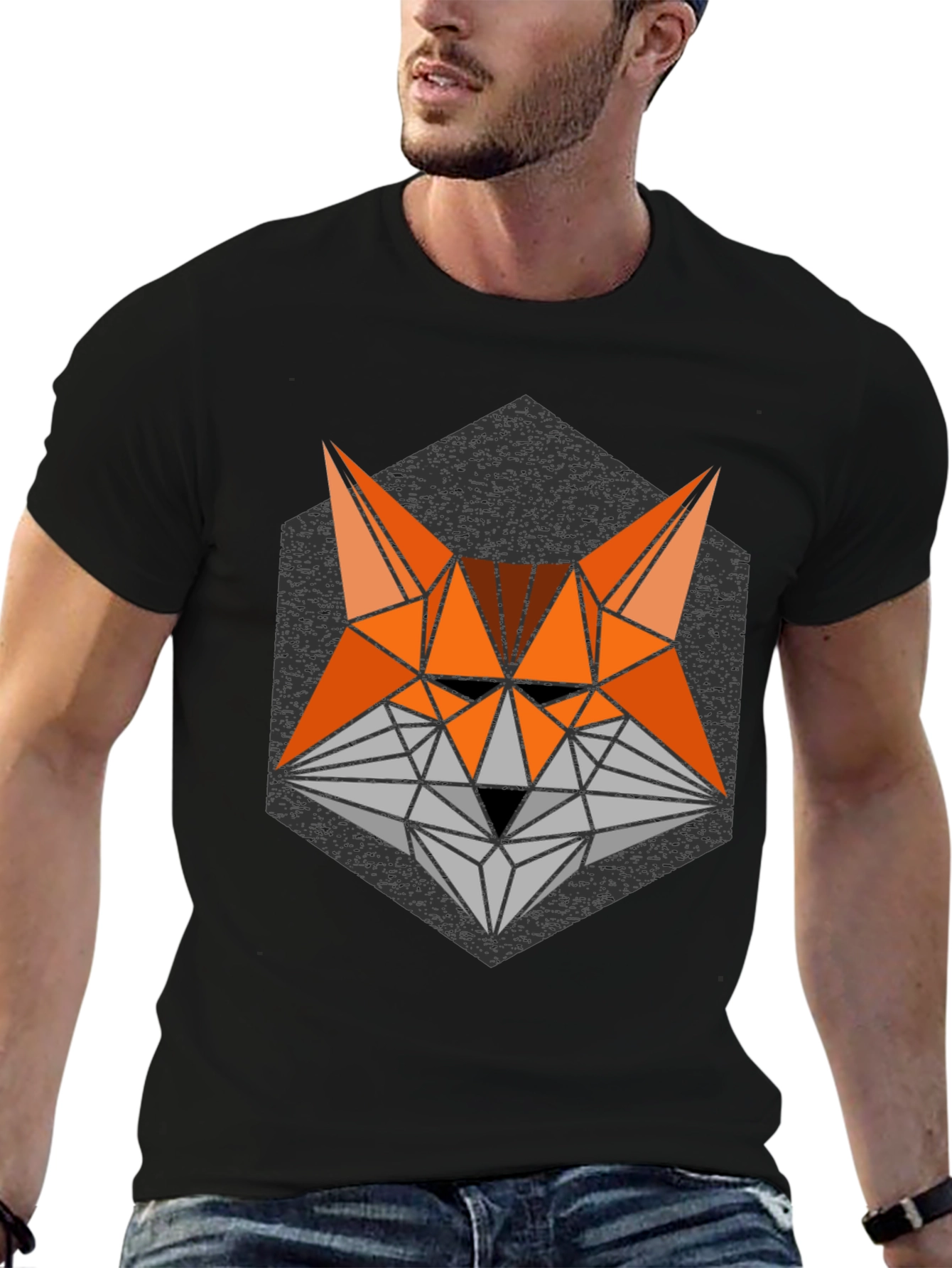 Geometric Fox Graphic T-Shirt - Modern Animal Print Tee