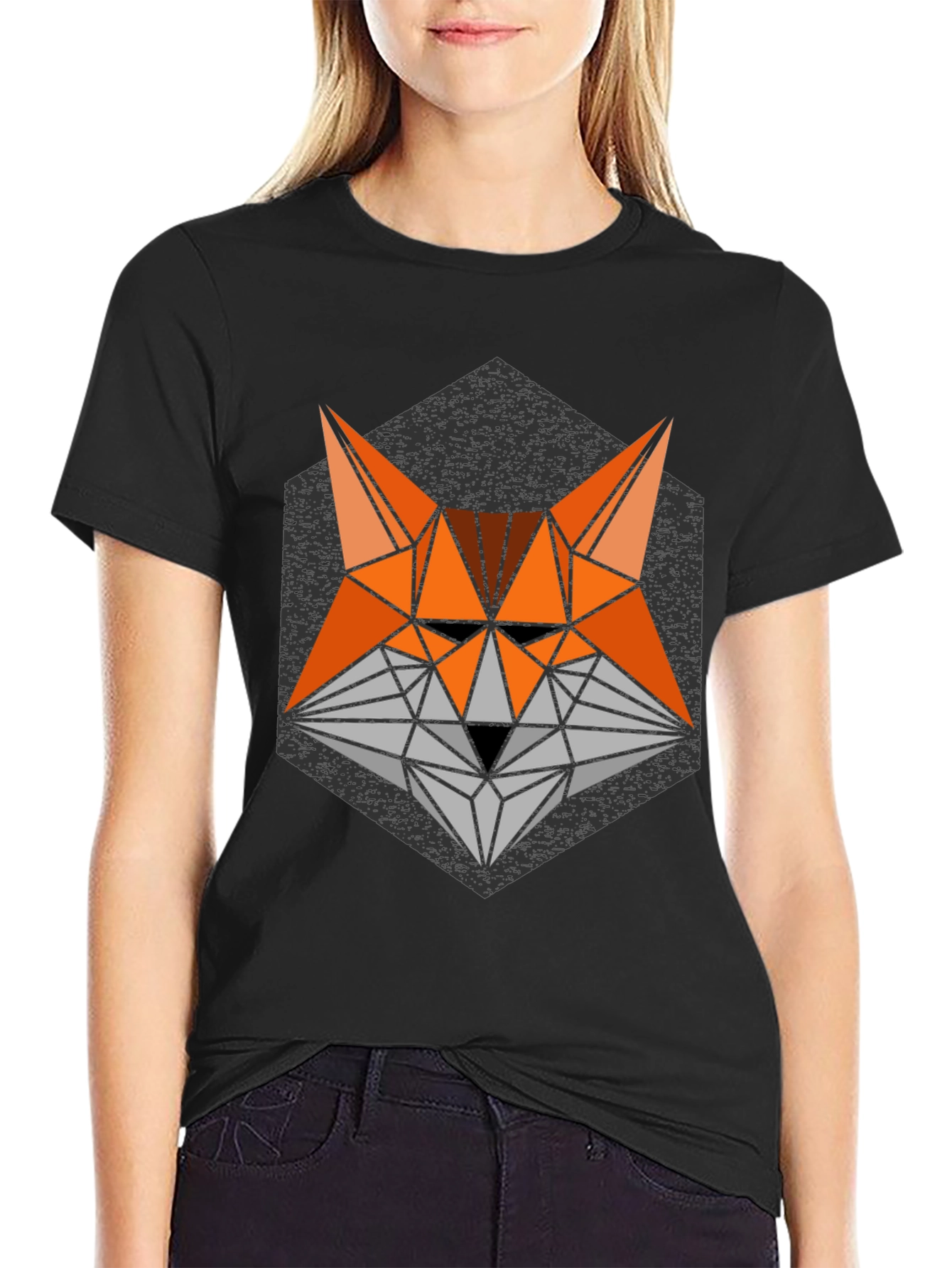 Geometric Fox Graphic T-Shirt - Modern Animal Print Tee