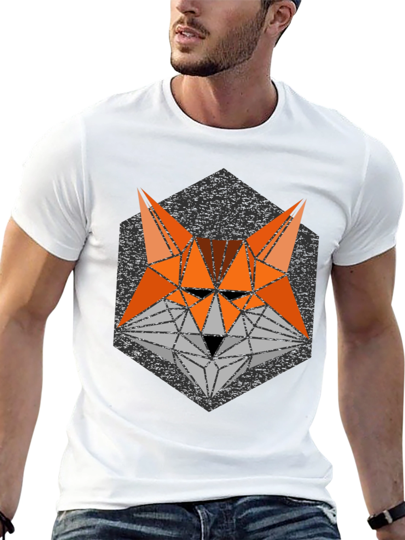 Geometric Fox Graphic T-Shirt - Modern Animal Print Tee