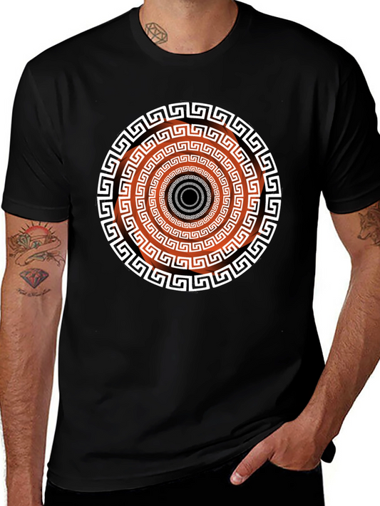 Geometric Patterned Black T-Shirt