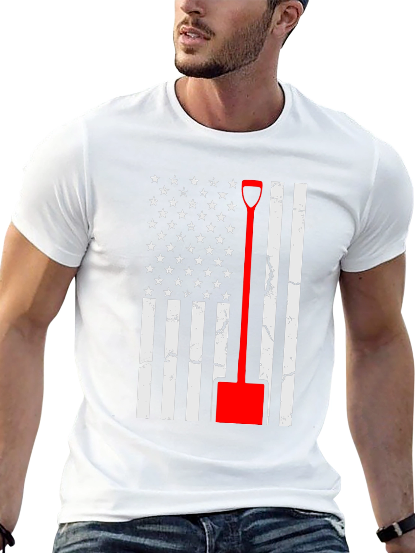 American Flag Shovel T-Shirt