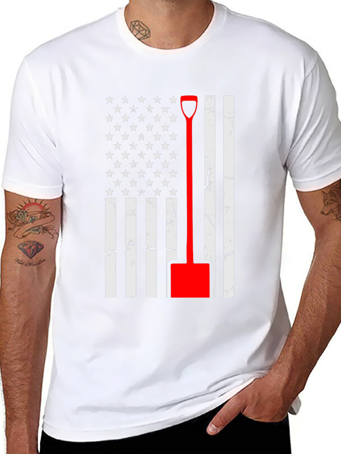 American Flag Shovel T-Shirt