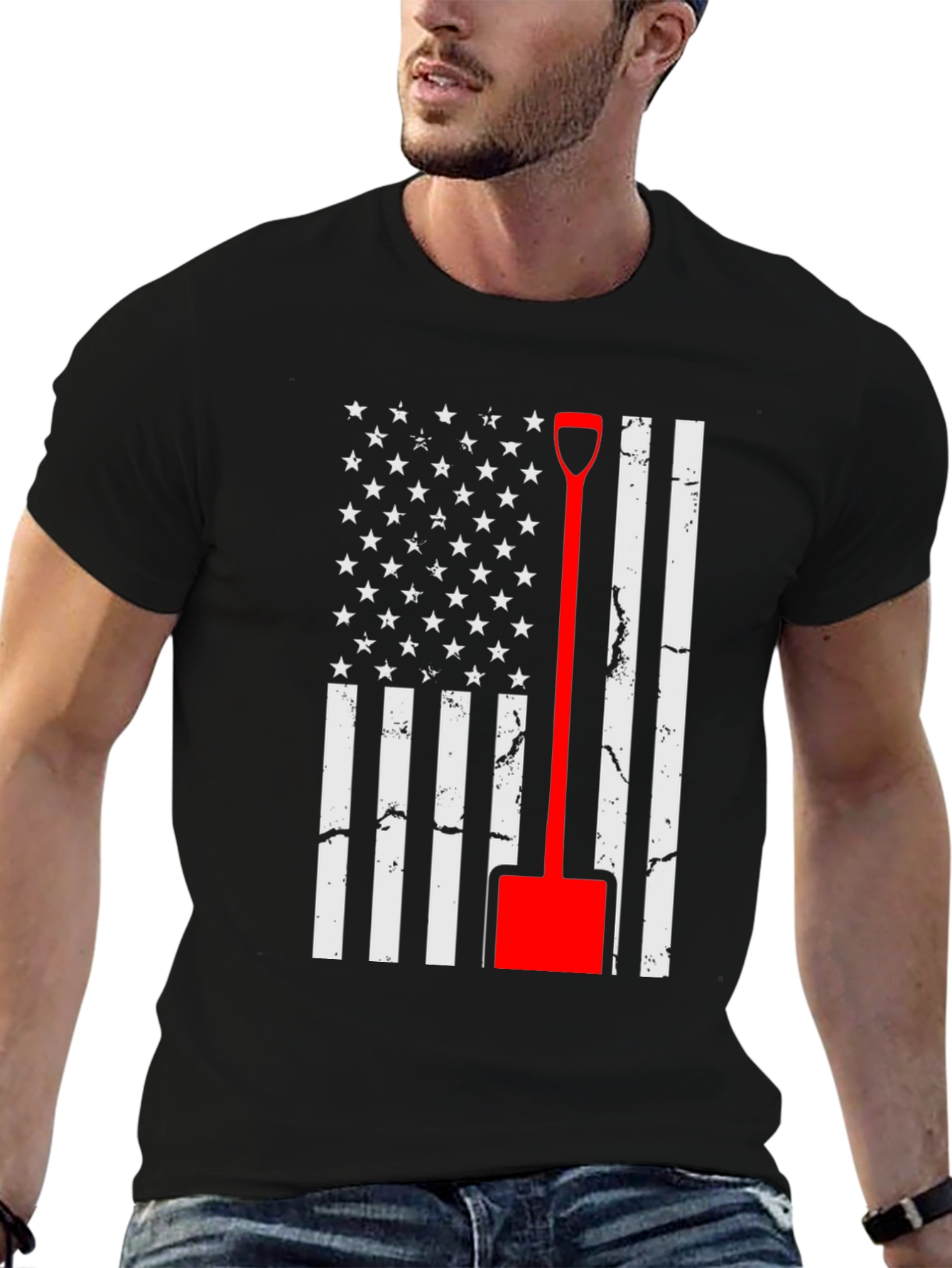 American Flag Shovel T-Shirt