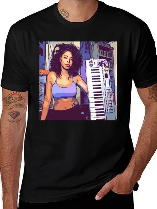Graphic Print T-Shirt - Musician Design