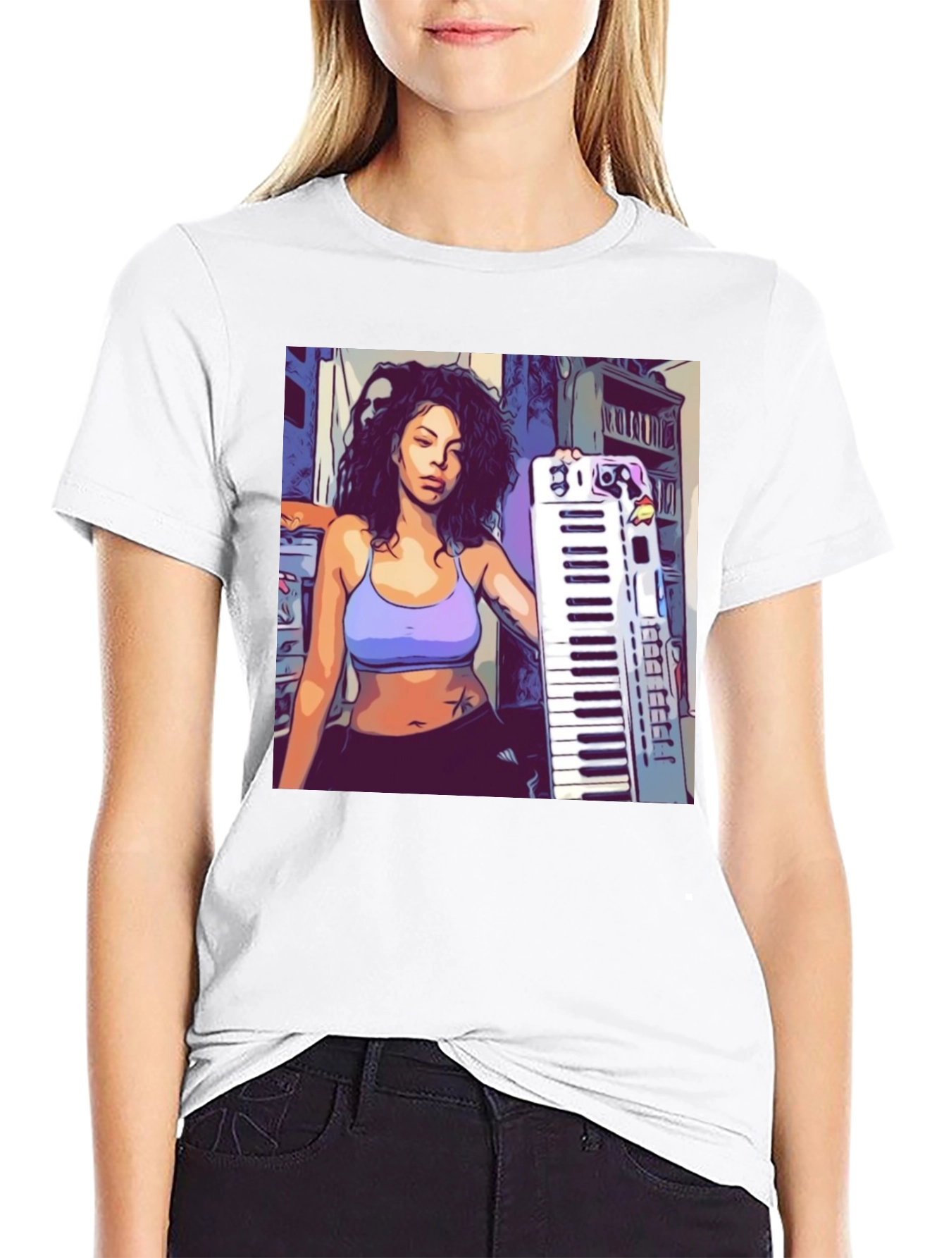 Graphic Print T-Shirt - Musician Design