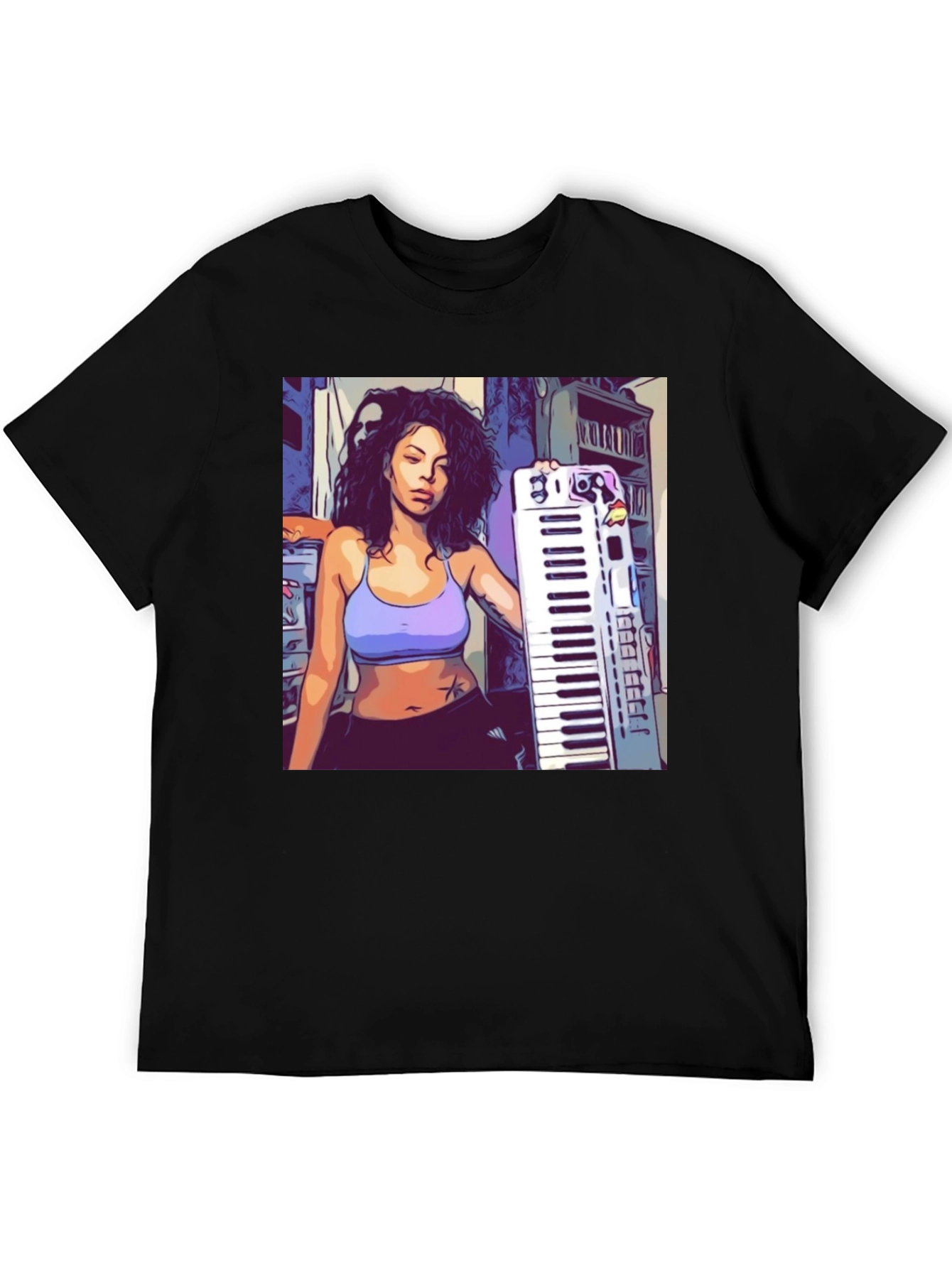 Graphic Print T-Shirt - Musician Design