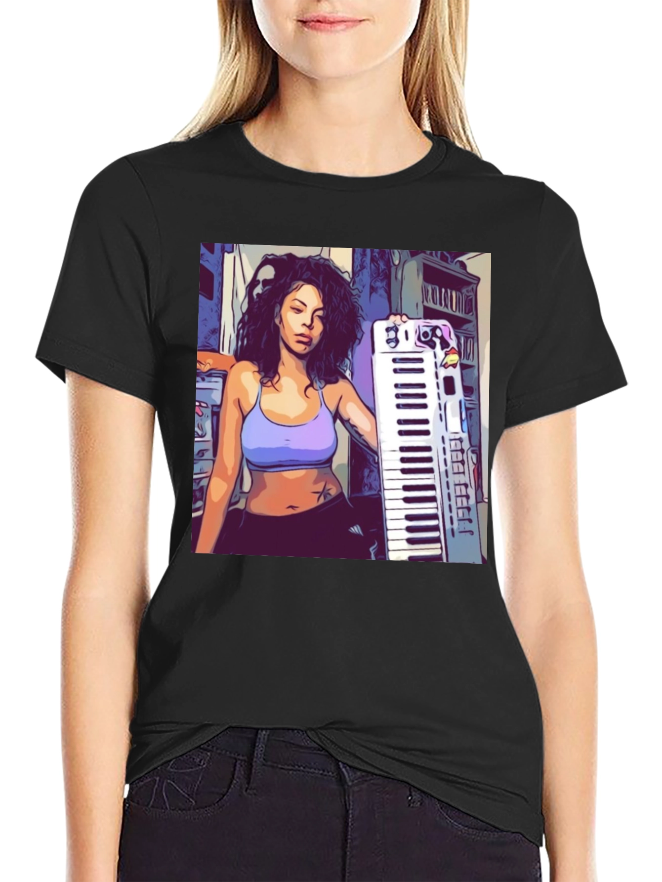 Graphic Print T-Shirt - Musician Design