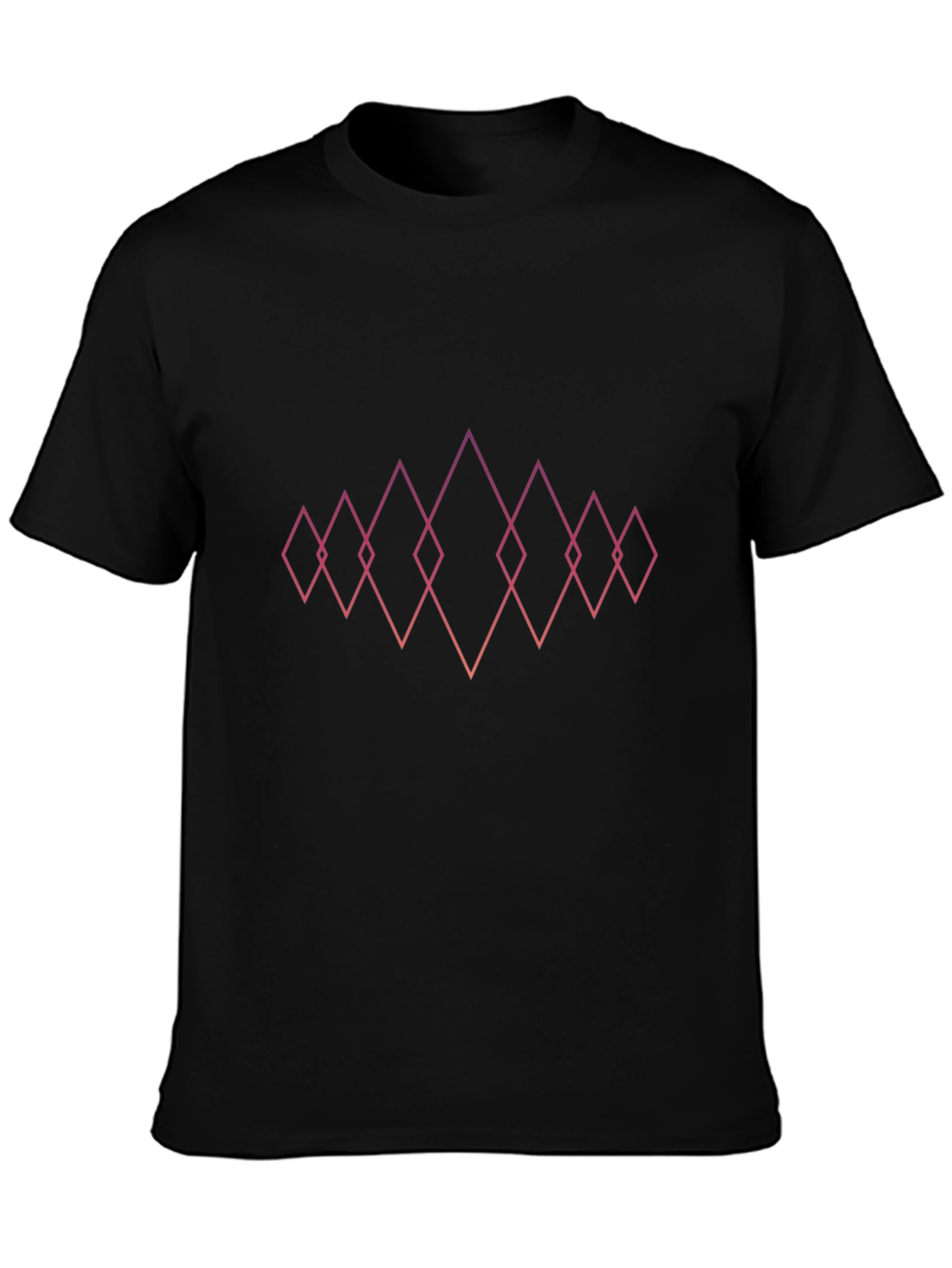 Geometric Diamond Design Black T-Shirt
