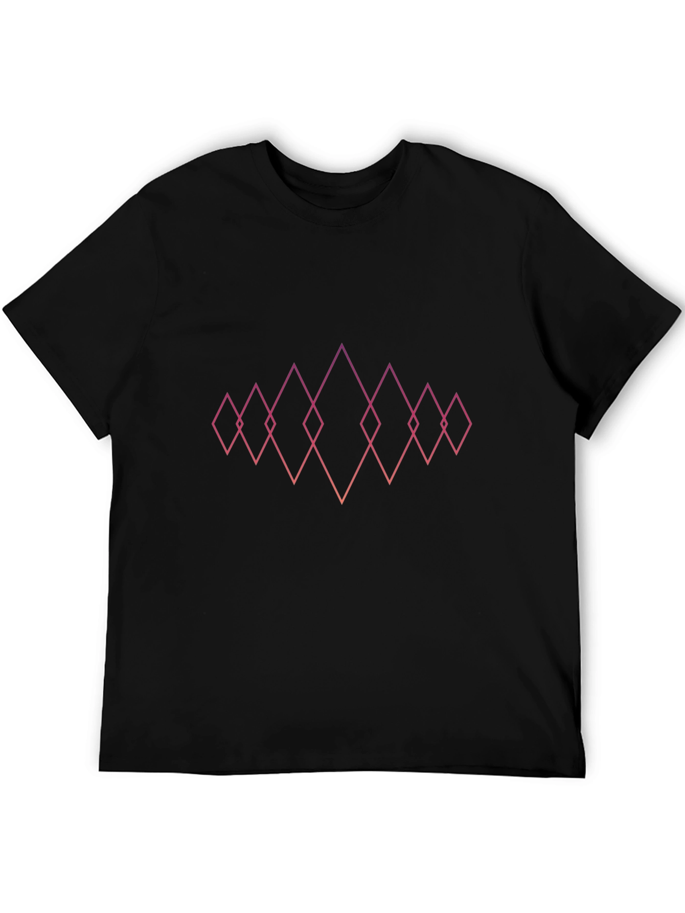 Geometric Diamond Design Black T-Shirt