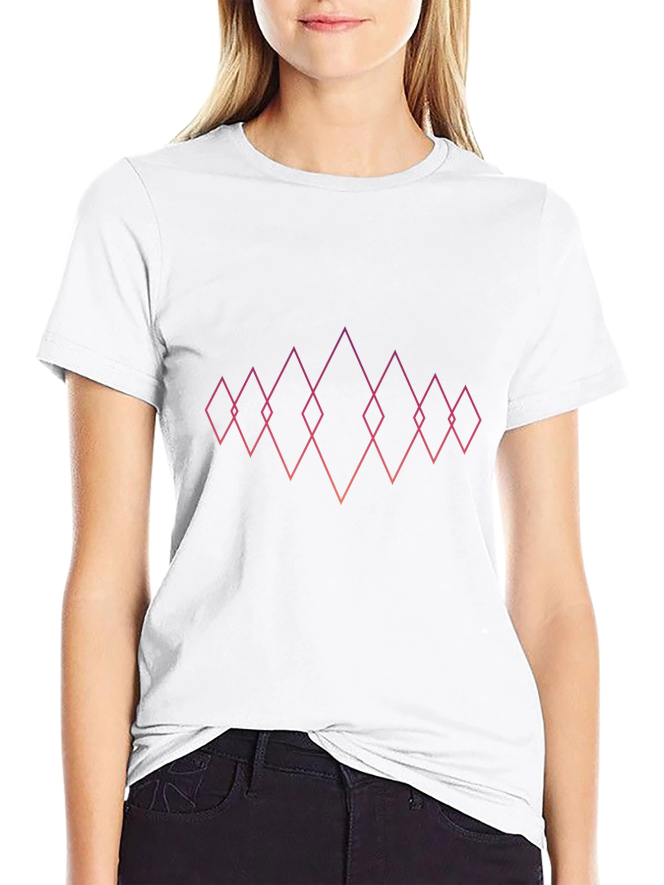 Geometric Diamond Design Black T-Shirt