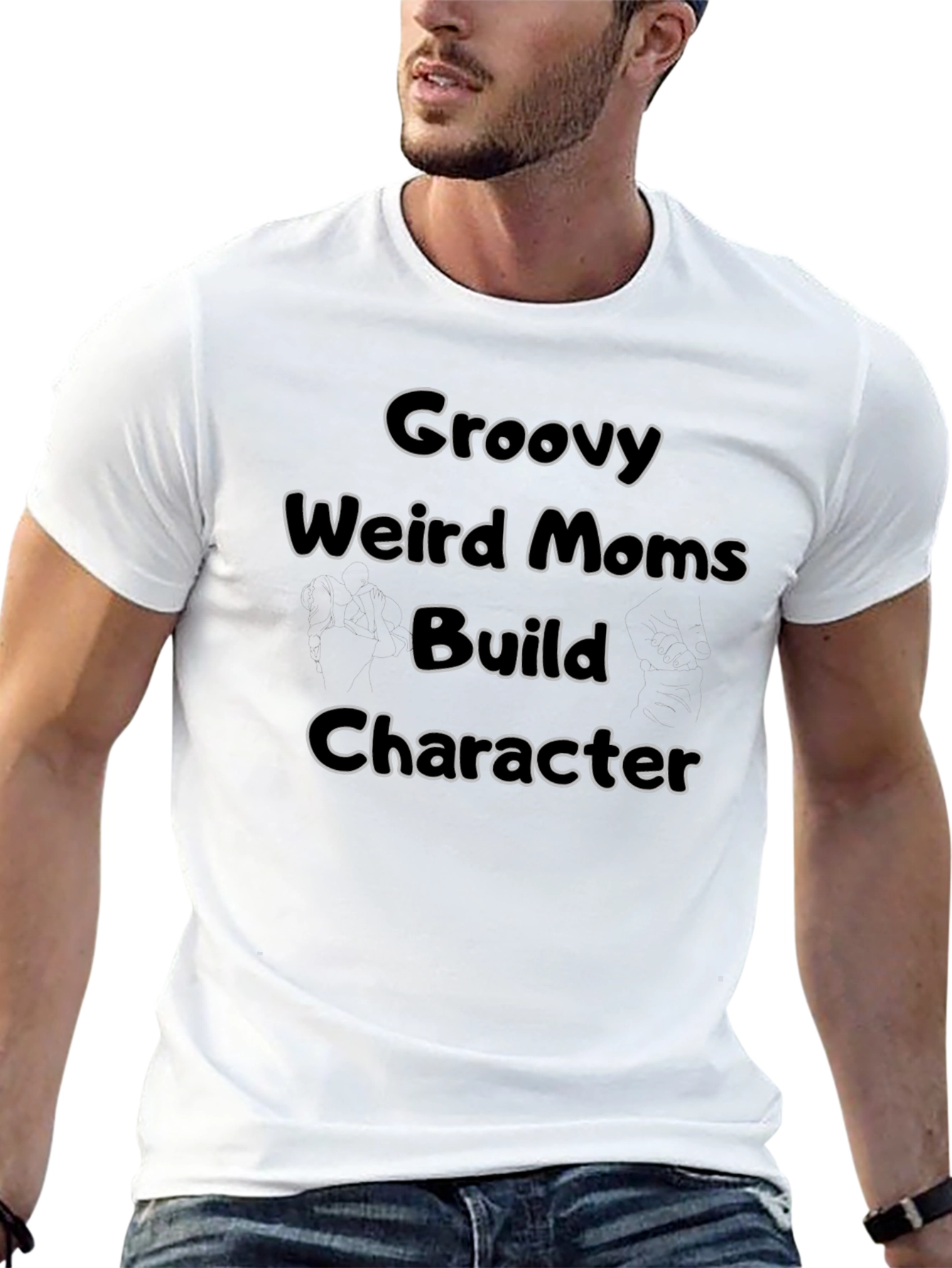 Groovy Weird Moms Build Character Black T-Shirt