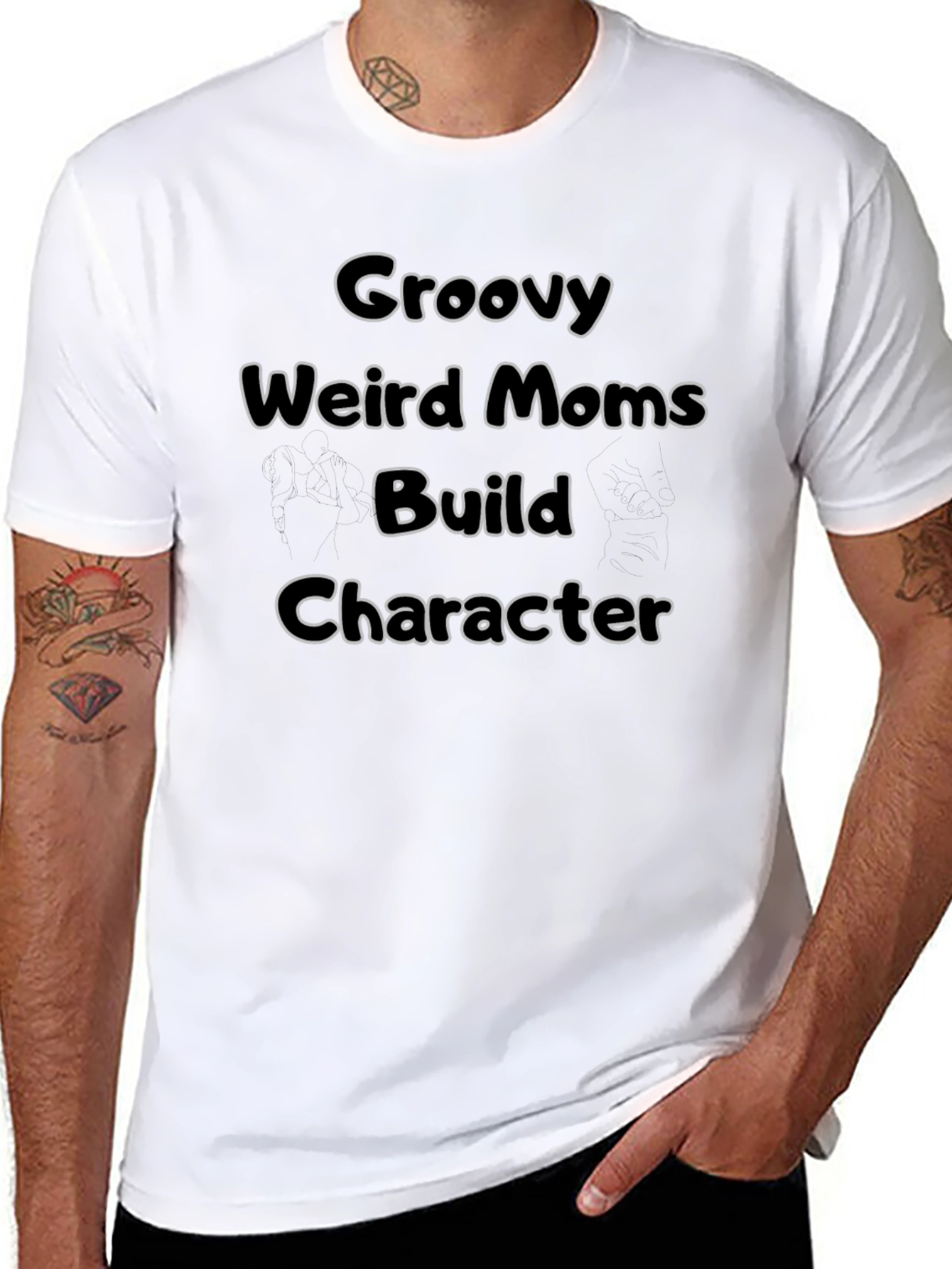 Groovy Weird Moms Build Character Black T-Shirt