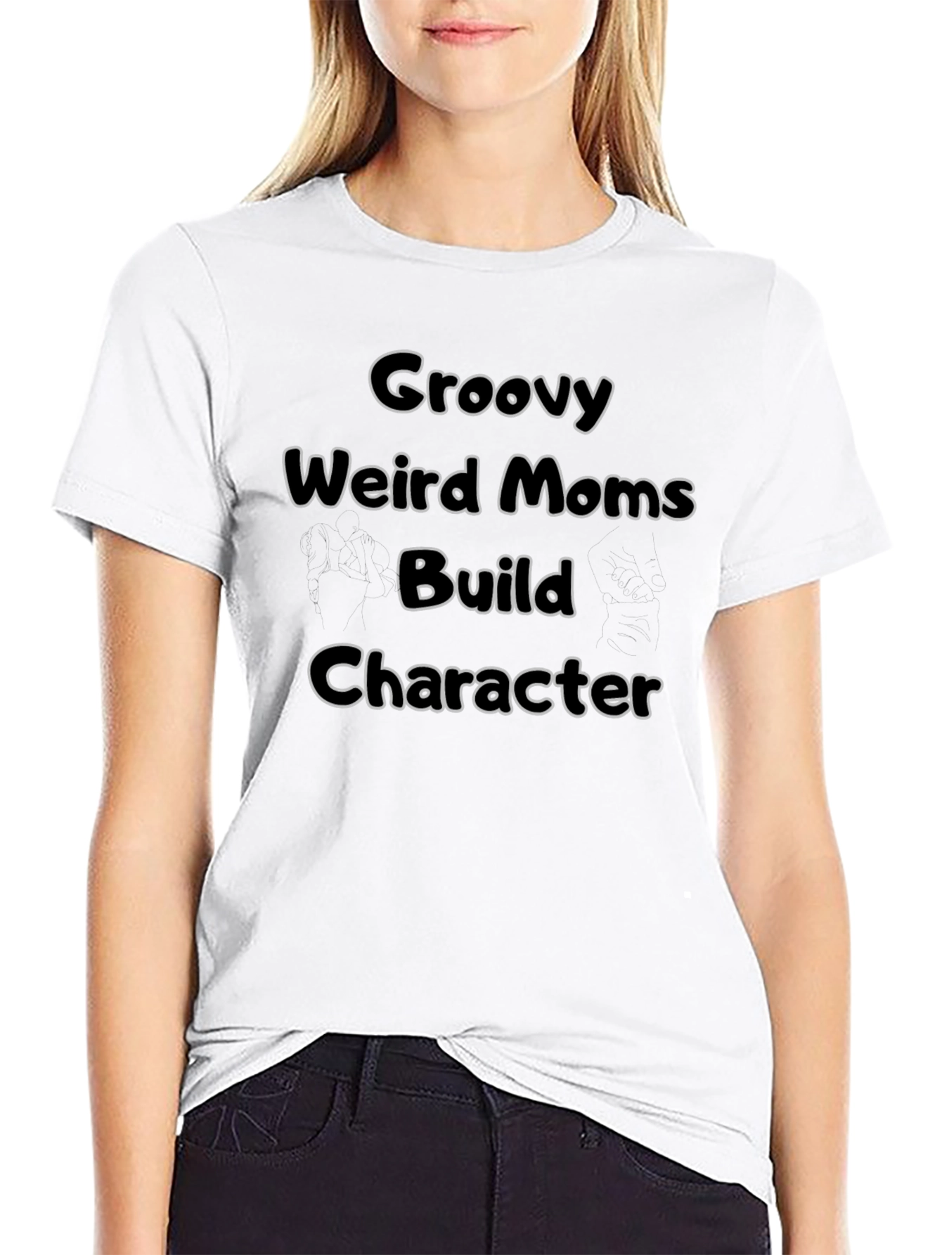 Groovy Weird Moms Build Character Black T-Shirt