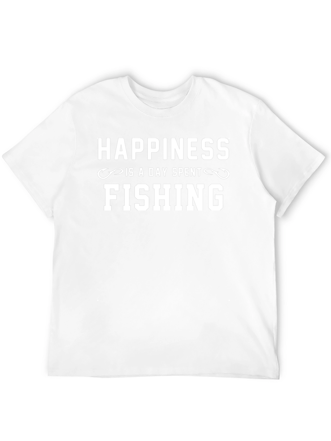 Happiness is Fishing T-Shirt - Black Cotton