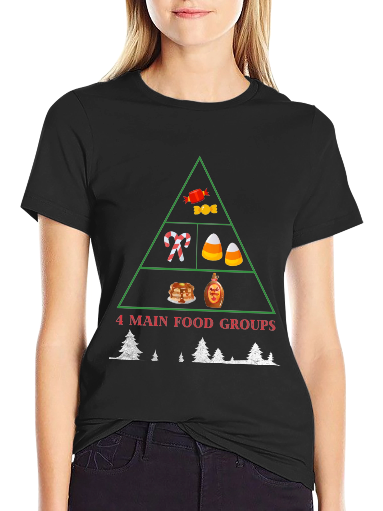 4 Main Food Groups Christmas T-Shirt