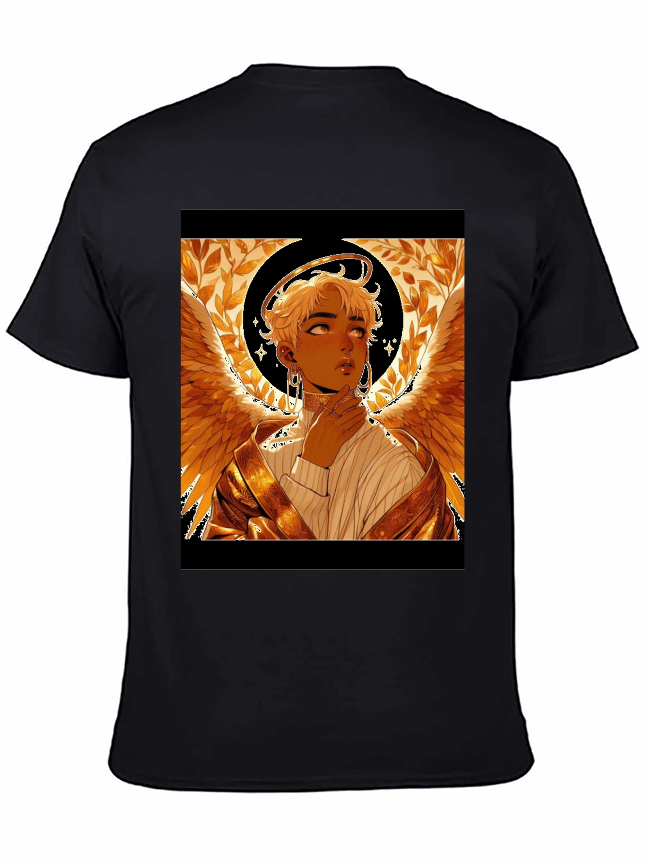 Angel Graphic Print Black Cotton Tee