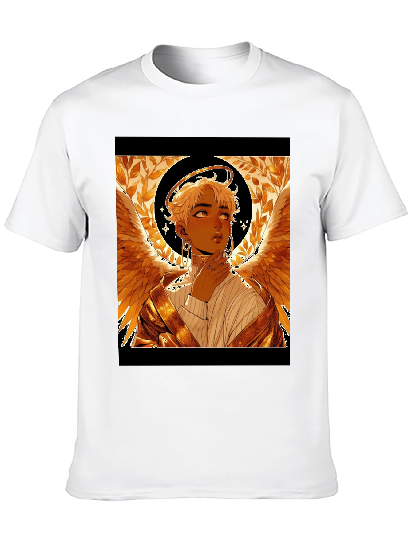 Angel Graphic Print Black Cotton Tee