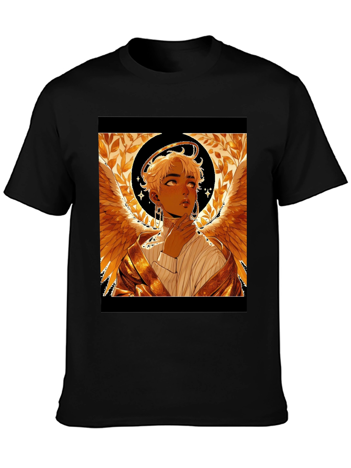 Angel Graphic Print Black Cotton Tee