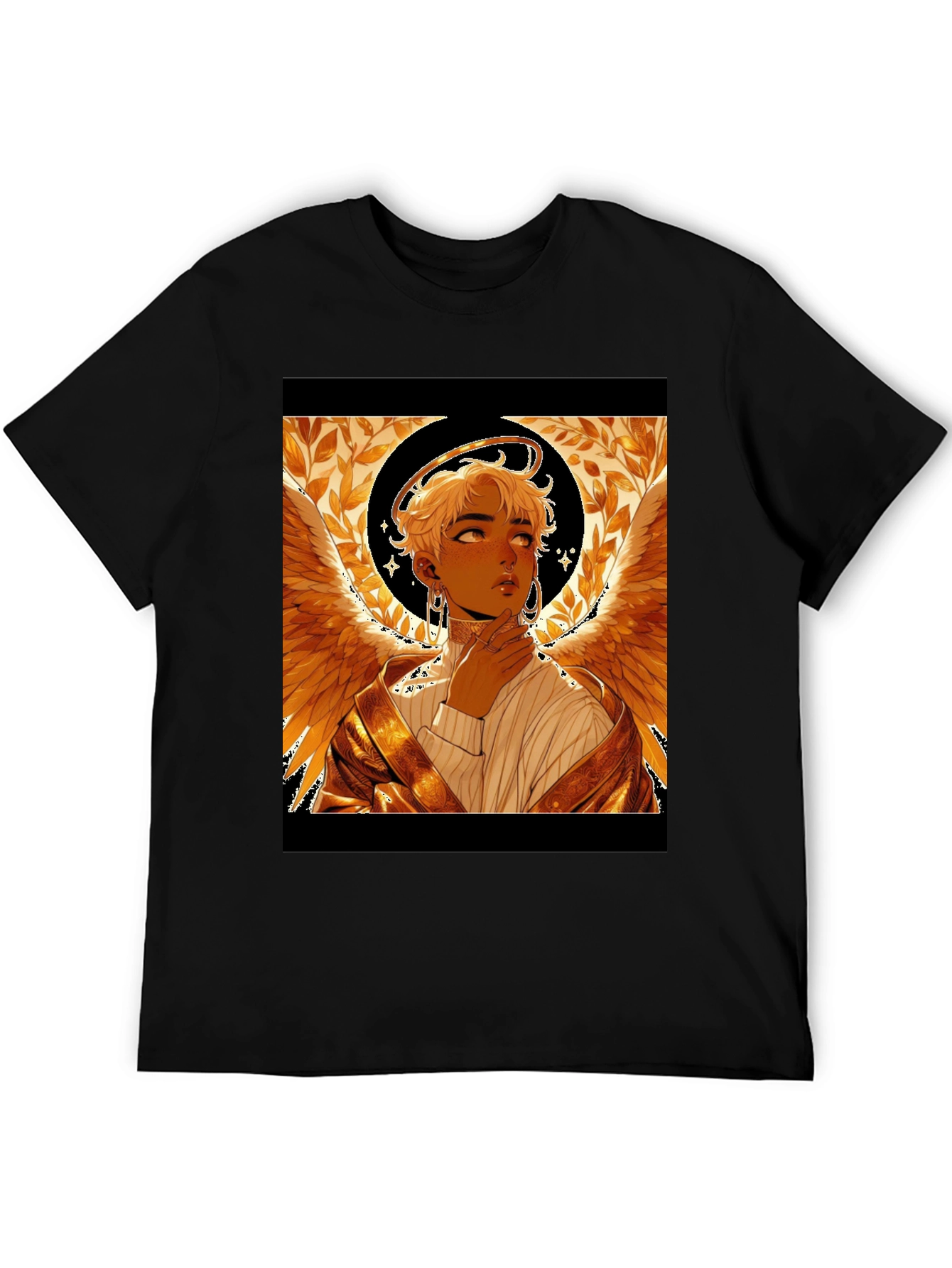 Angel Graphic Print Black Cotton Tee