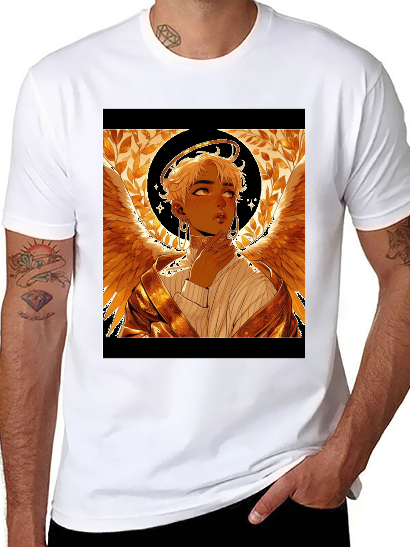 Angel Graphic Print Black Cotton Tee