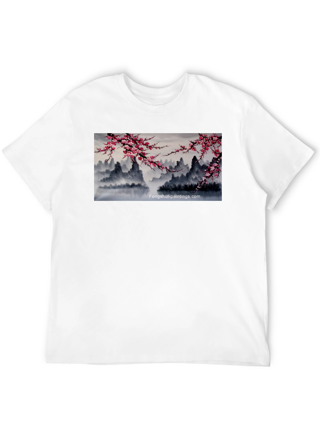 Artistic Asian Landscape Graphic Tee - Black