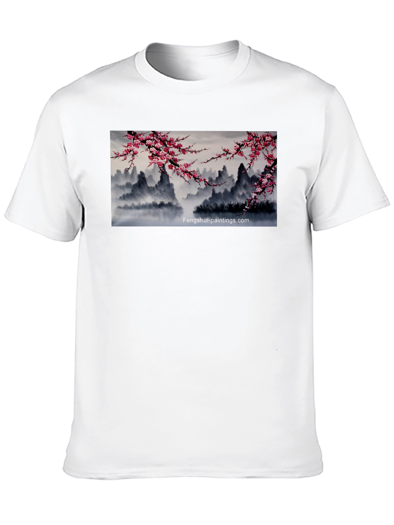 Artistic Asian Landscape Graphic Tee - Black