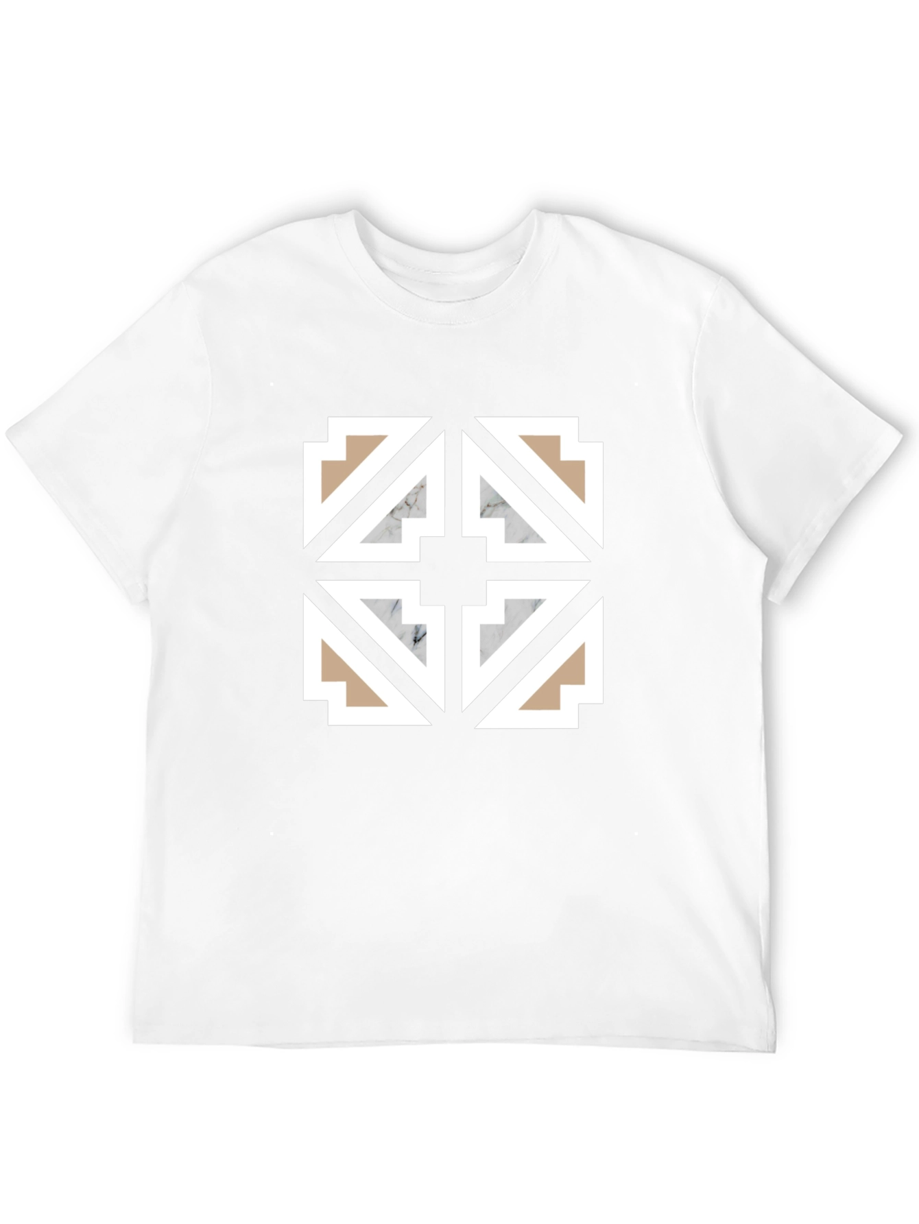 Geometric Tile Pattern Black T-Shirt