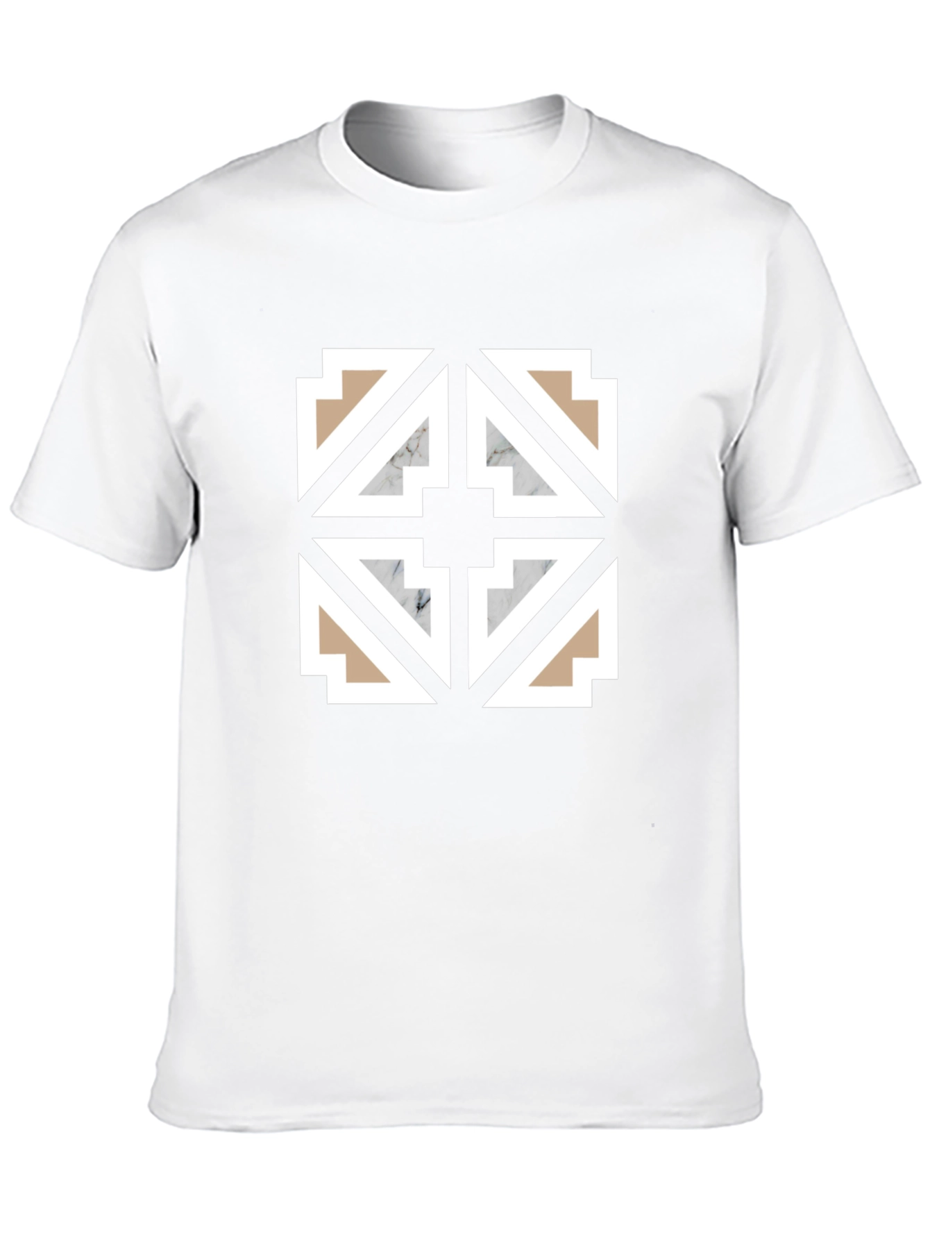 Geometric Tile Pattern Black T-Shirt