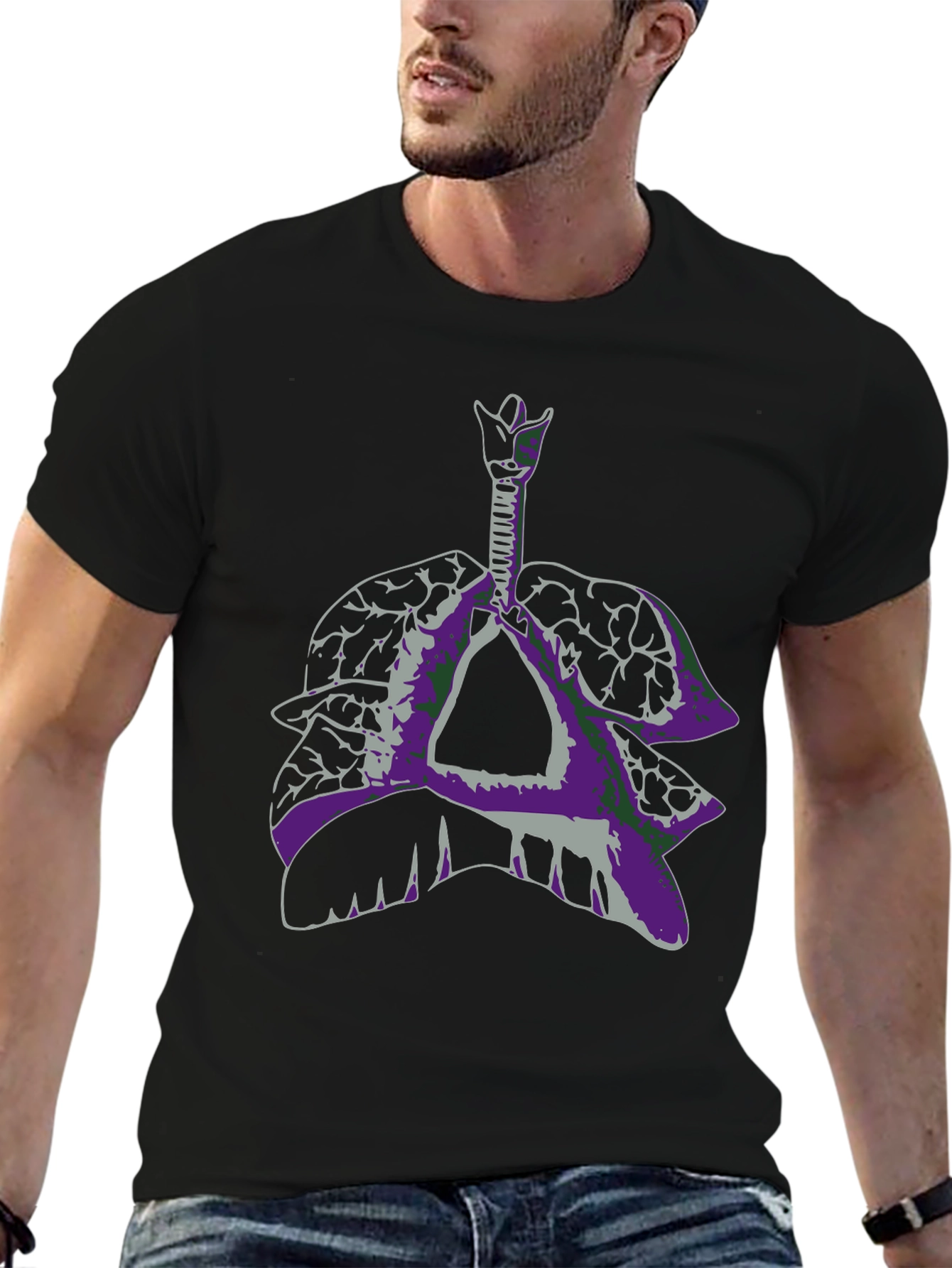 Anatomical Lungs Graphic Tee - Unique Design Black