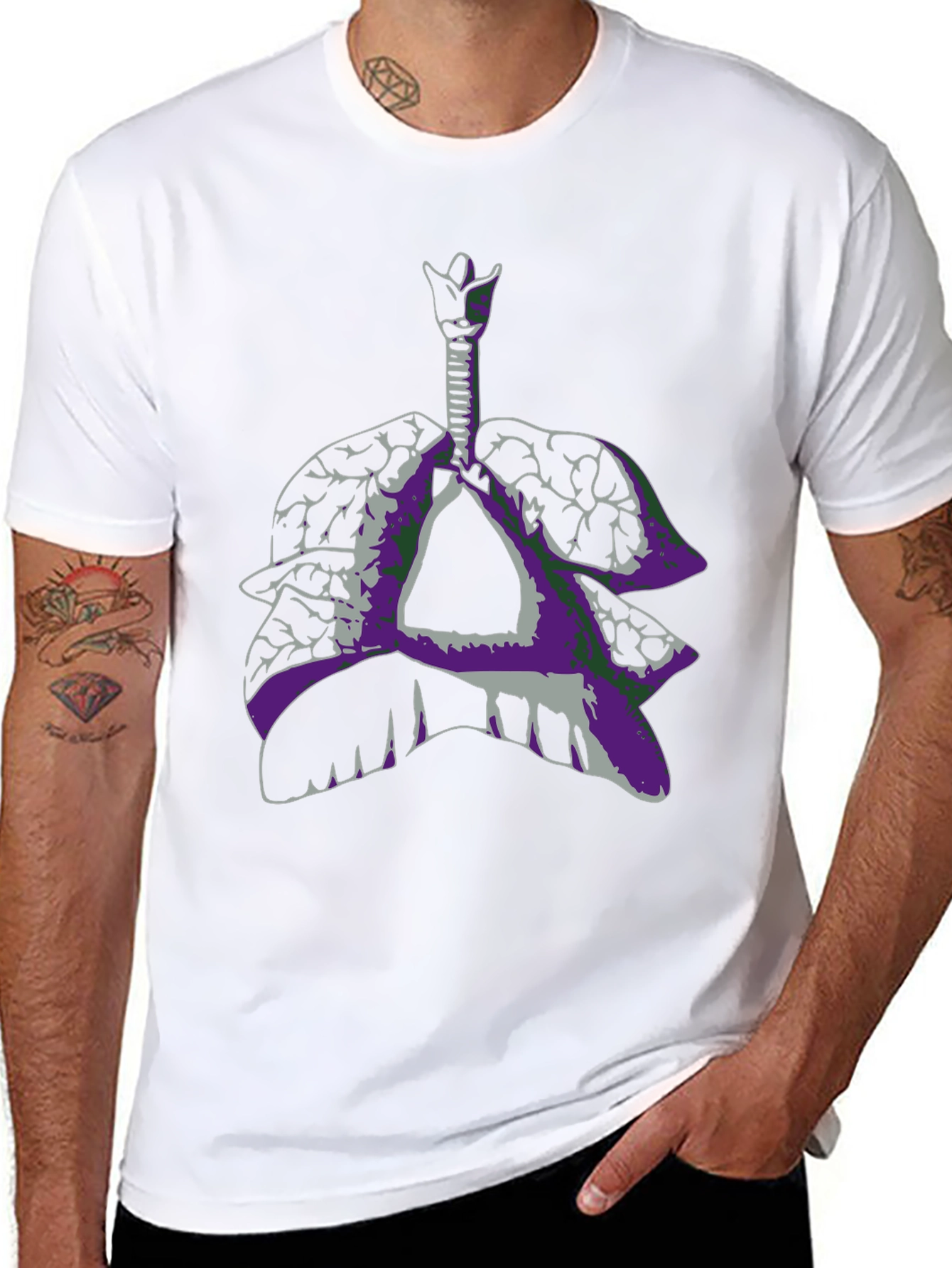 Anatomical Lungs Graphic Tee - Unique Design Black