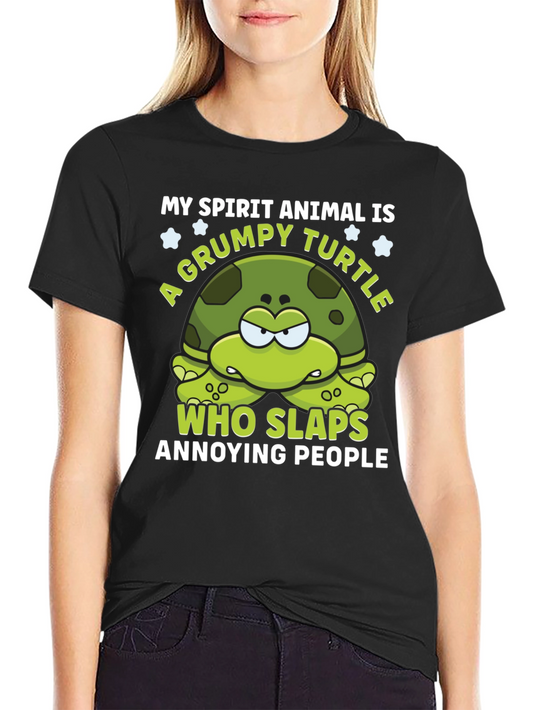 Grumpy Turtle Slaps Funny Graphic T-Shirt